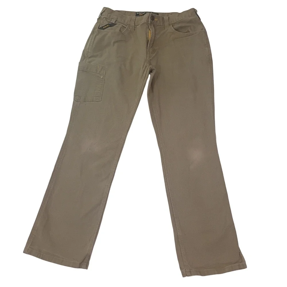 Ariat Rebar M4 Relaxed Straight Work Pants Mens 33x32 Field Khaki Canvas